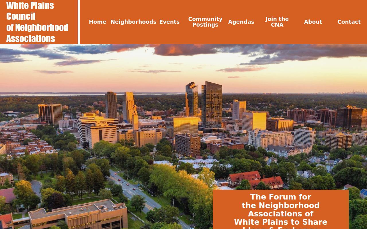 Westchester County neighbors reference showing the White Plains Council of Neighborhood Associations public contact page
