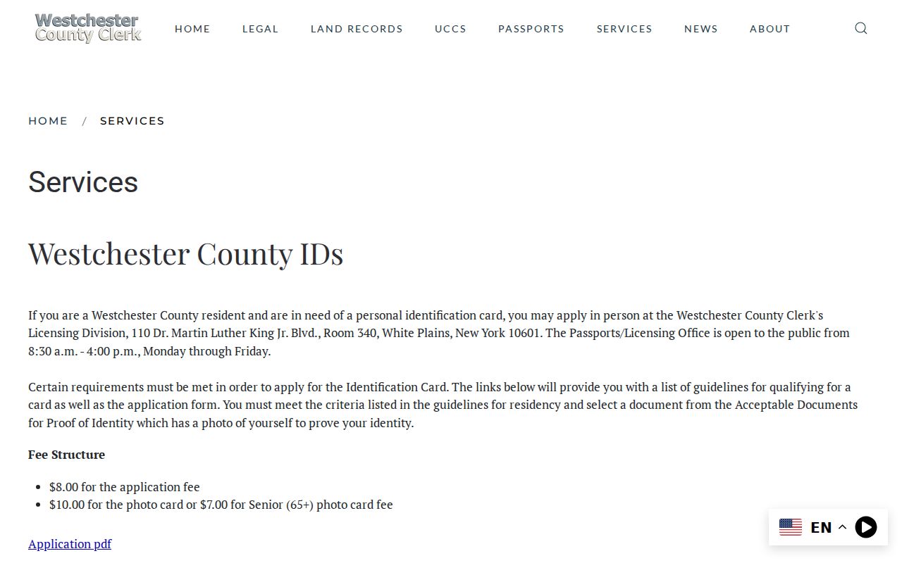 Westchester County street directory County Clerk services and records request routes