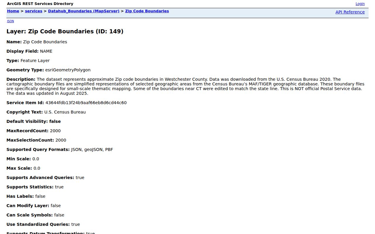 Westchester County ZIP code directory approximate county ZCTA boundary layer